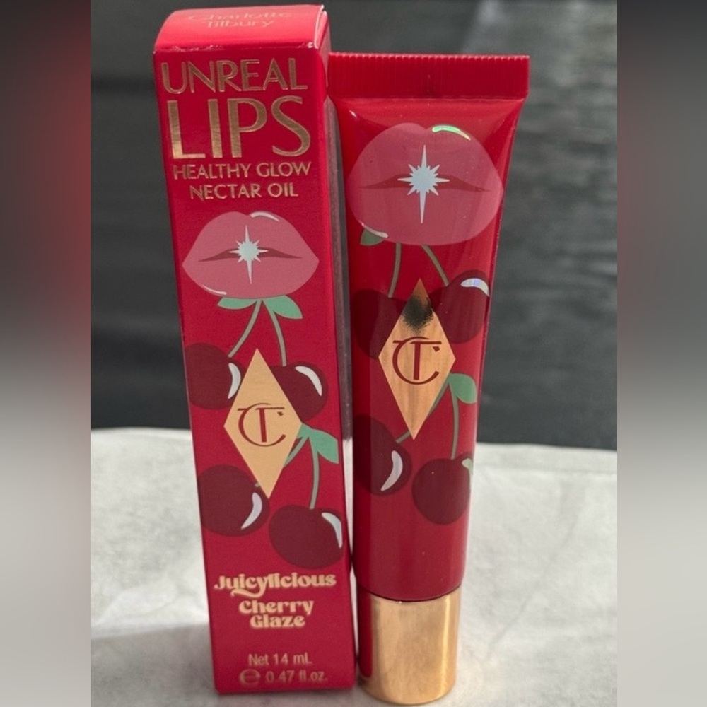 NIB Charlotte Tilbury Unreal Lips Healthy Glow Nectar Oil in Cherry Glaze